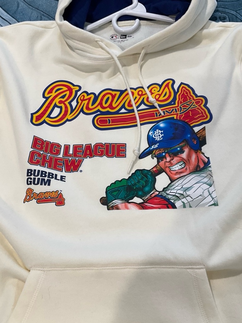 New Era Cream Big League Chew Atlanta Braves Hoodie with Navy Hood Lining
